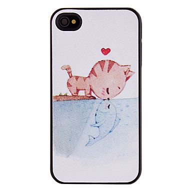 cat-kissing-fish-pattern-pc-hard-case-with-matte-inside-for-