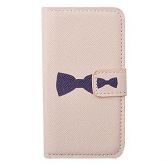 Cartoon Bowknot Pattern Leather Hard Case for iPhone 4/4S