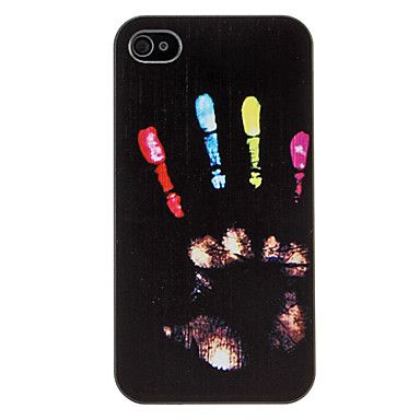 Colored Hand Prints Pattern Hard Case for iPhone 4/4S