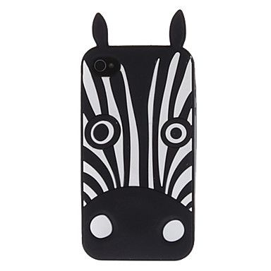 Black Zebra Pattern Soft Case for iPhone 4/4S