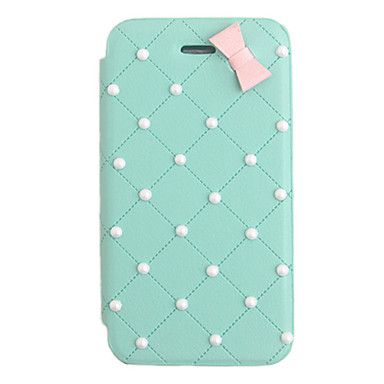 Elegant Bowknot Pearl PU Leather Full Body Case for iPhone 4