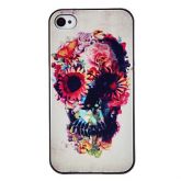 Flower Decorated Skull Coloured Drawing Pattern Black Frame