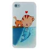 Cat Kiss Fish Dull Polish Embossment Back Case for iPhone 4/